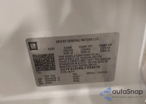 2020 Cadillac Xt4 Fwd Premium Luxury z USA, uszkodzony, nr VIN 1GYFZCR45LF094878